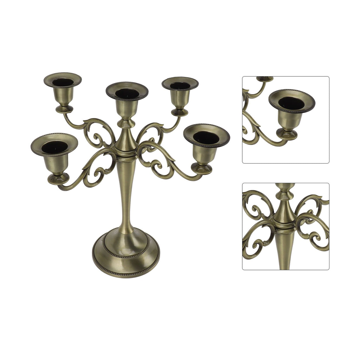 5 Arm Candlestick Holder Iron Retro Decorative Candle Holder Centerpiece for Home Church Cyan