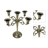 5 Arm Candlestick Holder Iron Retro Decorative Candle Holder Centerpiece for Home Church Cyan - Close-Up Angle