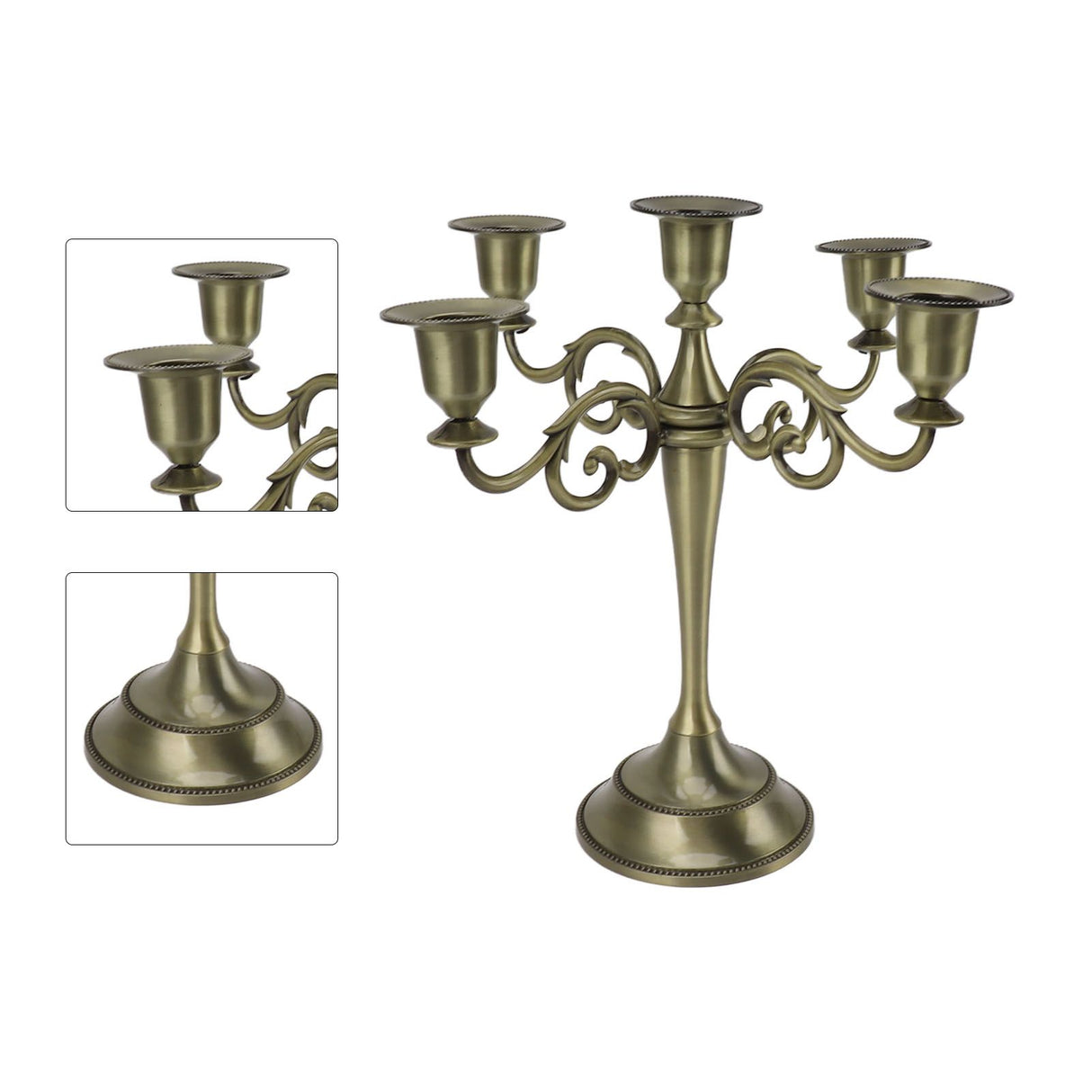 5 Arm Candlestick Holder Iron Retro Decorative Candle Holder Centerpiece for Home Church Cyan
