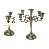 5 Arm Candlestick Holder Iron Retro Decorative Candle Holder Centerpiece for Home Church Cyan