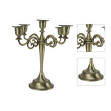 5 Arm Candlestick Holder Iron Retro Decorative Candle Holder Centerpiece for Home Church Cyan