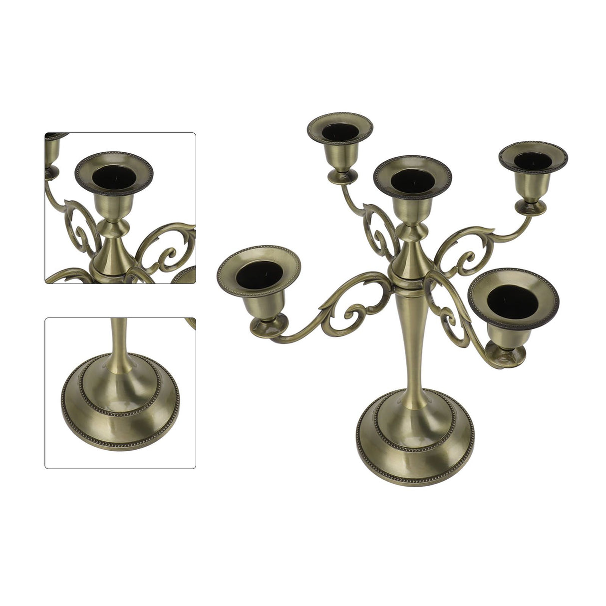 5 Arm Candlestick Holder Iron Retro Decorative Candle Holder Centerpiece for Home Church Cyan