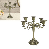 5 Arm Candlestick Holder Iron Retro Decorative Candle Holder Centerpiece for Home Church Cyan