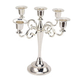 5 Arm Candlestick Holder Iron Retro Decorative Candle Holder Centerpiece for Home Church Silver