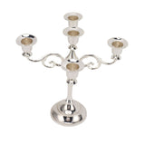 5 Arm Candlestick Holder Iron Retro Decorative Candle Holder Centerpiece for Home Church Silver - 45-Degree Angle