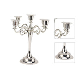 5 Arm Candlestick Holder Iron Retro Decorative Candle Holder Centerpiece for Home Church Silver - Low Angle