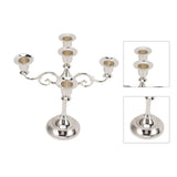 5 Arm Candlestick Holder Iron Retro Decorative Candle Holder Centerpiece for Home Church Silver