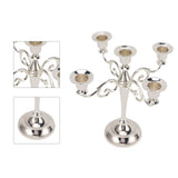 5 Arm Candlestick Holder Iron Retro Decorative Candle Holder Centerpiece for Home Church Silver - Extra Image