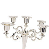 5 Arm Candlestick Holder Iron Retro Decorative Candle Holder Centerpiece for Home Church Silver