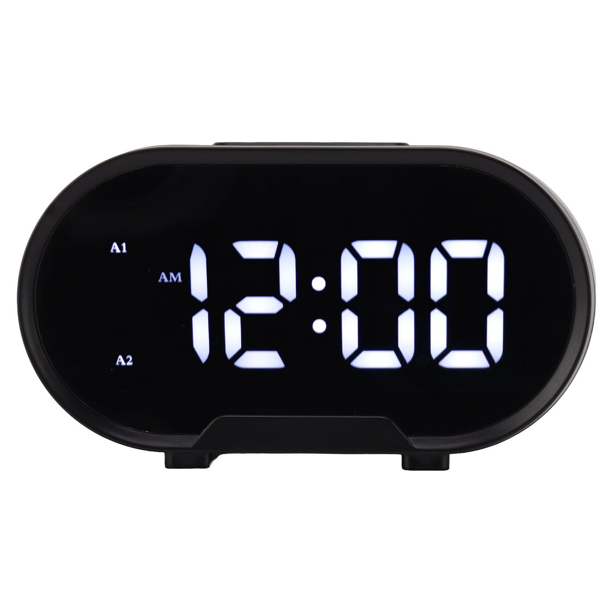 Digital Alarm Clock USB LED Display White Light Mirror Electronic Desktop Clock for Bedroom Living Room Office Black Case