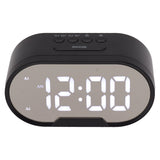 Digital Alarm Clock USB LED Display White Light Mirror Electronic Desktop Clock for Bedroom Living Room Office Black Case - Side View