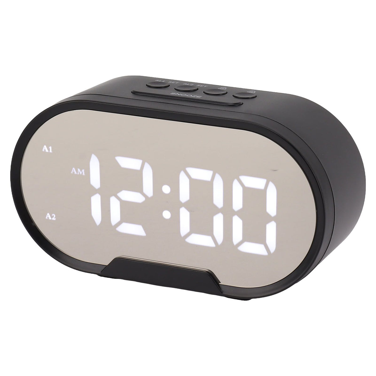 Digital Alarm Clock USB LED Display White Light Mirror Electronic Desktop Clock for Bedroom Living Room Office Black Case