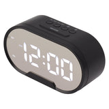 Digital Alarm Clock USB LED Display White Light Mirror Electronic Desktop Clock for Bedroom Living Room Office Black Case
