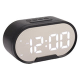 Digital Alarm Clock USB LED Display White Light Mirror Electronic Desktop Clock for Bedroom Living Room Office Black Case