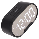 Digital Alarm Clock USB LED Display White Light Mirror Electronic Desktop Clock for Bedroom Living Room Office Black Case