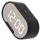 Digital Alarm Clock USB LED Display White Light Mirror Electronic Desktop Clock for Bedroom Living Room Office Black Case