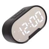 Digital Alarm Clock USB LED Display White Light Mirror Electronic Desktop Clock for Bedroom Living Room Office Black Case
