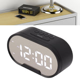 Digital Alarm Clock USB LED Display White Light Mirror Electronic Desktop Clock for Bedroom Living Room Office Black Case - Extra Image