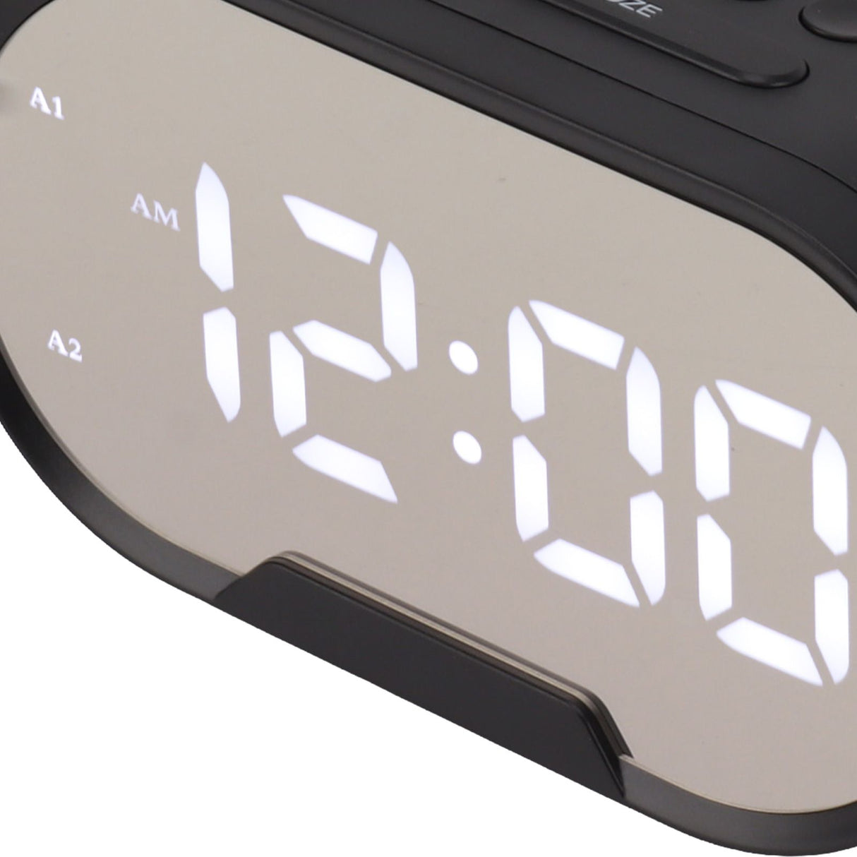 Digital Alarm Clock USB LED Display White Light Mirror Electronic Desktop Clock for Bedroom Living Room Office Black Case