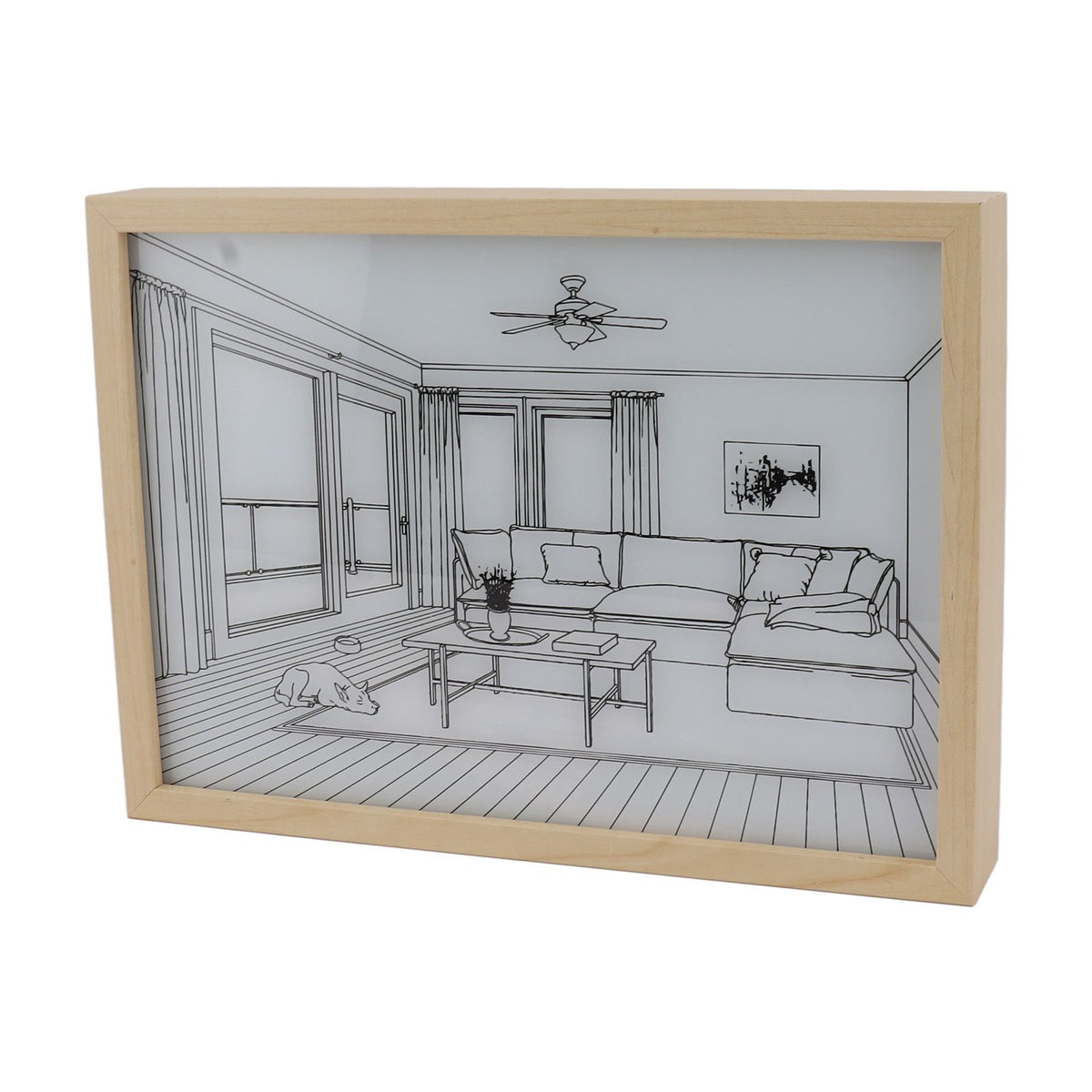 LED Illuminated Wall Art Lighted Decor Light Shadow Photo Frame Painting 3 Colours Dimmable for Bedroom Living Room L Model 1