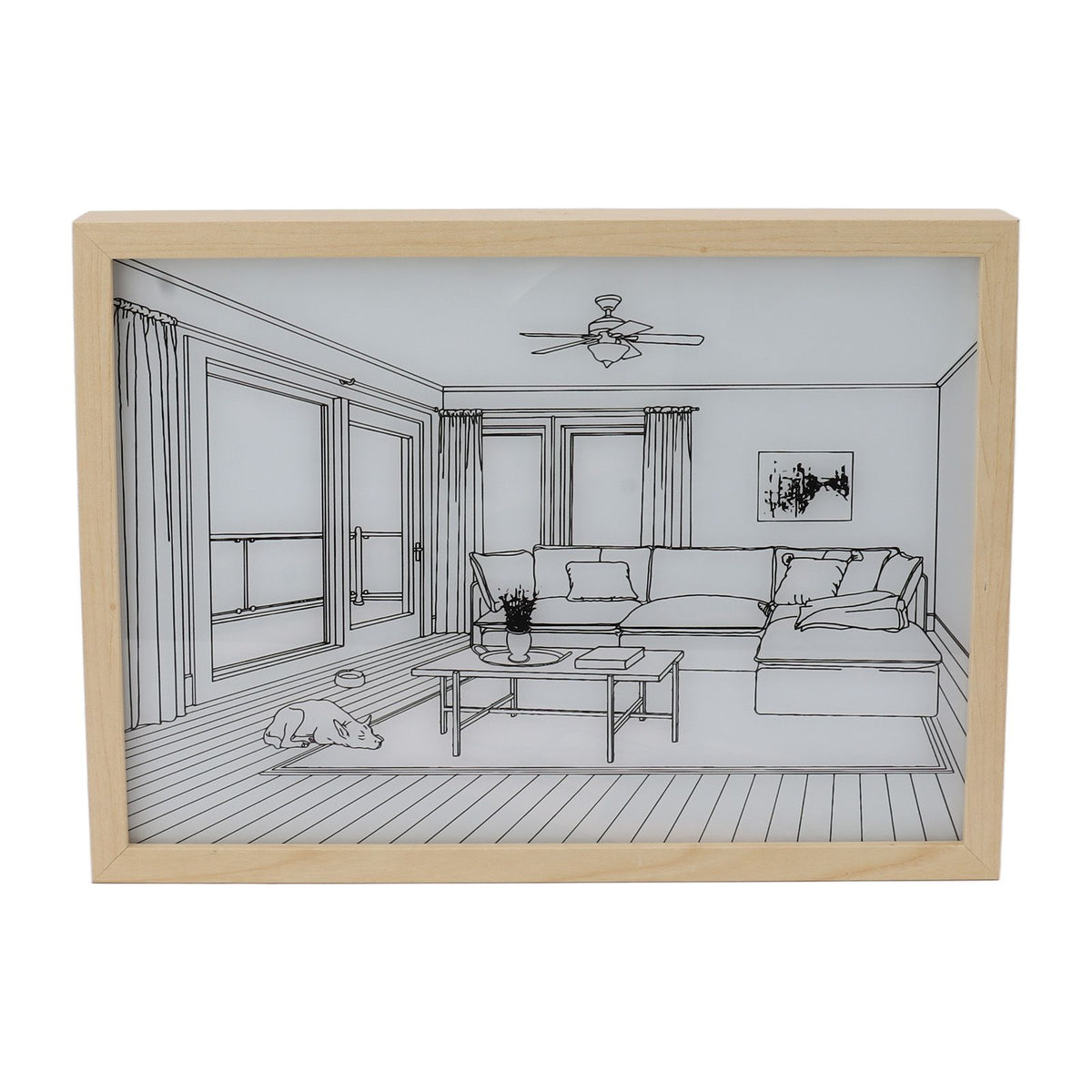LED Illuminated Wall Art Lighted Decor Light Shadow Photo Frame Painting 3 Colours Dimmable for Bedroom Living Room L Model 1