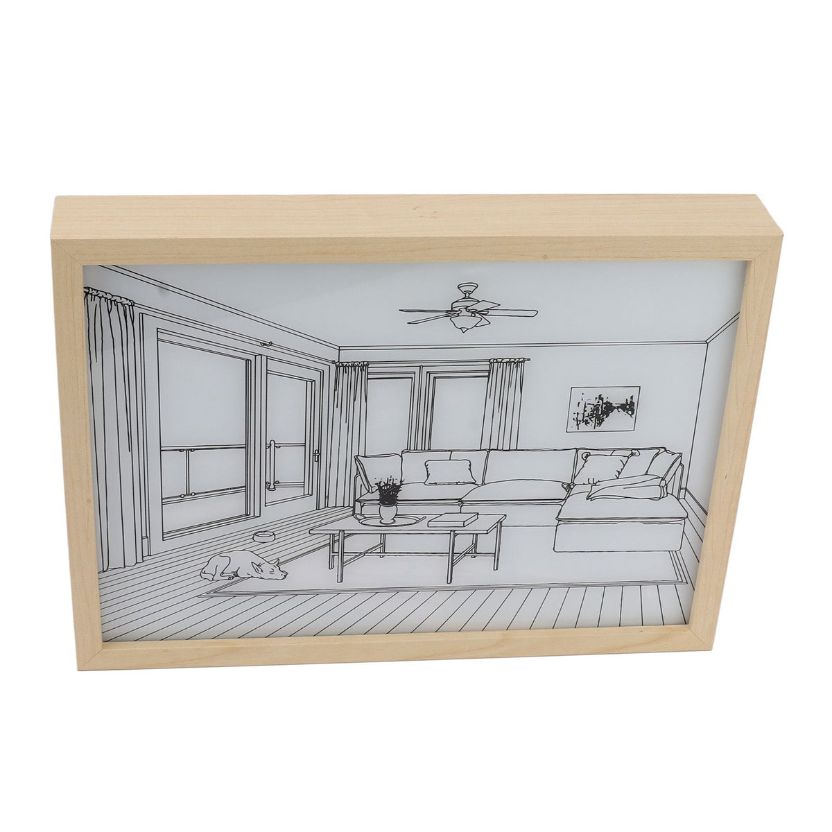 LED Illuminated Wall Art Lighted Decor Light Shadow Photo Frame Painting 3 Colours Dimmable for Bedroom Living Room L Model 1