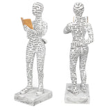 Women Thinker Statue Unique Resin Pulp Reading Women Figurine Decor for Home Office Library W310 12 - Close-Up Angle