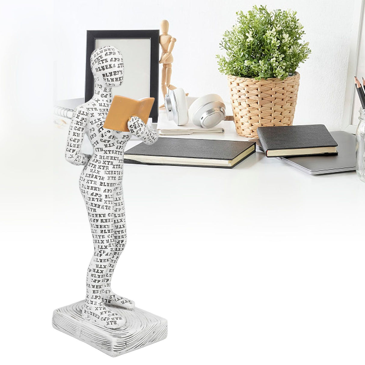 Women Thinker Statue Unique Resin Pulp Reading Women Figurine Decor for Home Office Library W310 12
