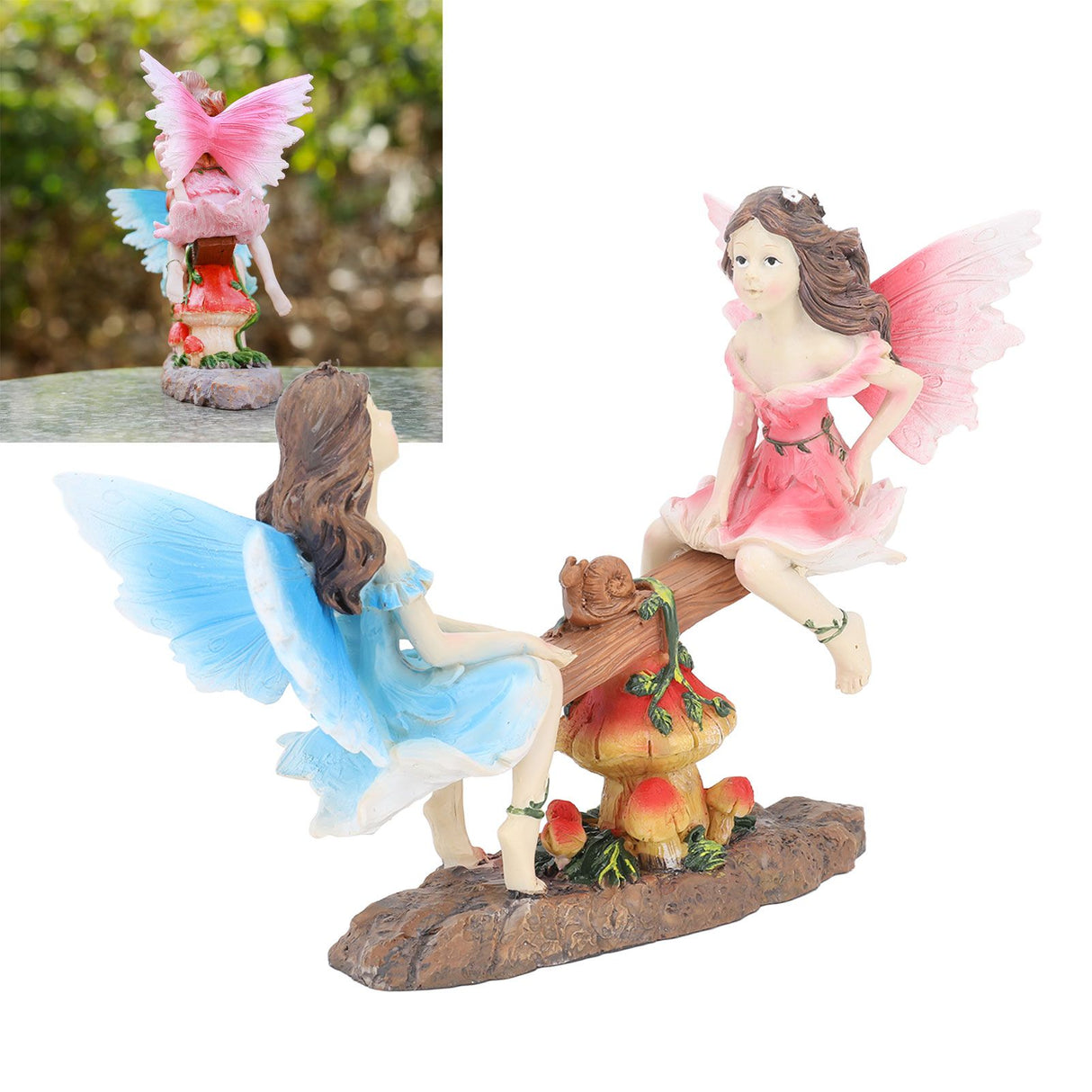 Fairy Statue Ornament Seesaw Figure Resin Realistic Figurine Decoration for Garden Home Living Room Office