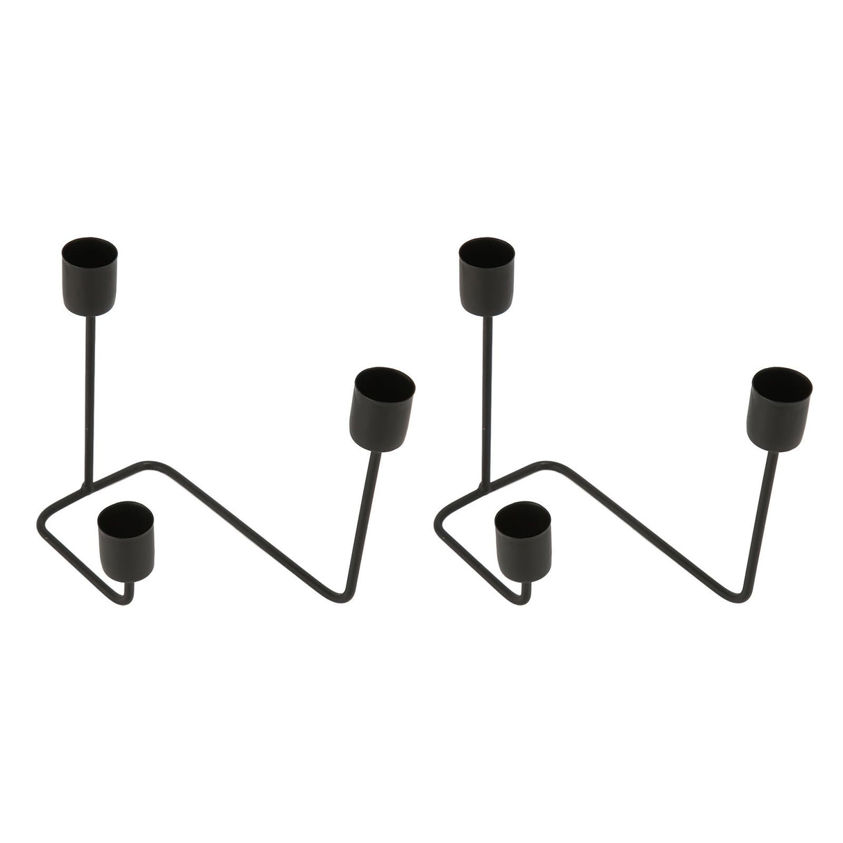 2 Pcs 3 Arm Candle Holder Black Simple Modern Candlestick Holder Decorative Candelabra for Wedding Party