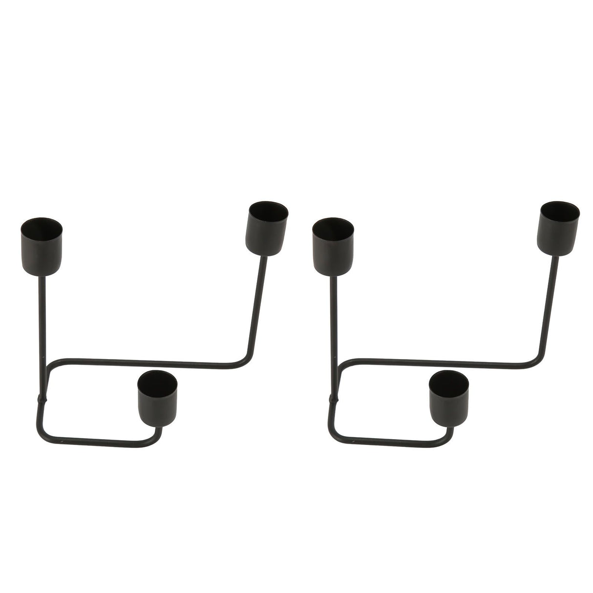 2 Pcs 3 Arm Candle Holder Black Simple Modern Candlestick Holder Decorative Candelabra for Wedding Party