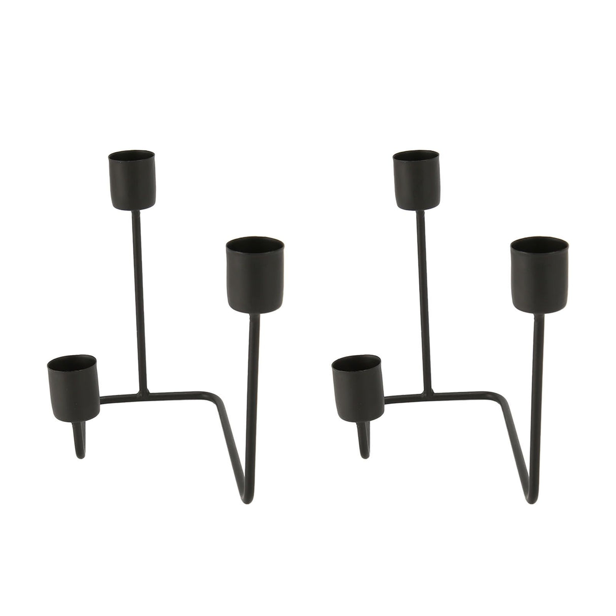 2 Pcs 3 Arm Candle Holder Black Simple Modern Candlestick Holder Decorative Candelabra for Wedding Party