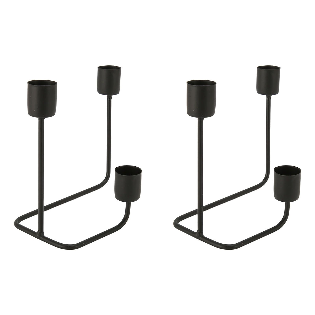 2 Pcs 3 Arm Candle Holder Black Simple Modern Candlestick Holder Decorative Candelabra for Wedding Party