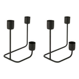 2 Pcs 3 Arm Candle Holder Black Simple Modern Candlestick Holder Decorative Candelabra for Wedding Party
