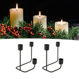 2 Pcs 3 Arm Candle Holder Black Simple Modern Candlestick Holder Decorative Candelabra for Wedding Party