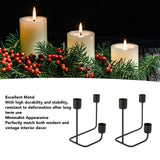 2 Pcs 3 Arm Candle Holder Black Simple Modern Candlestick Holder Decorative Candelabra for Wedding Party
