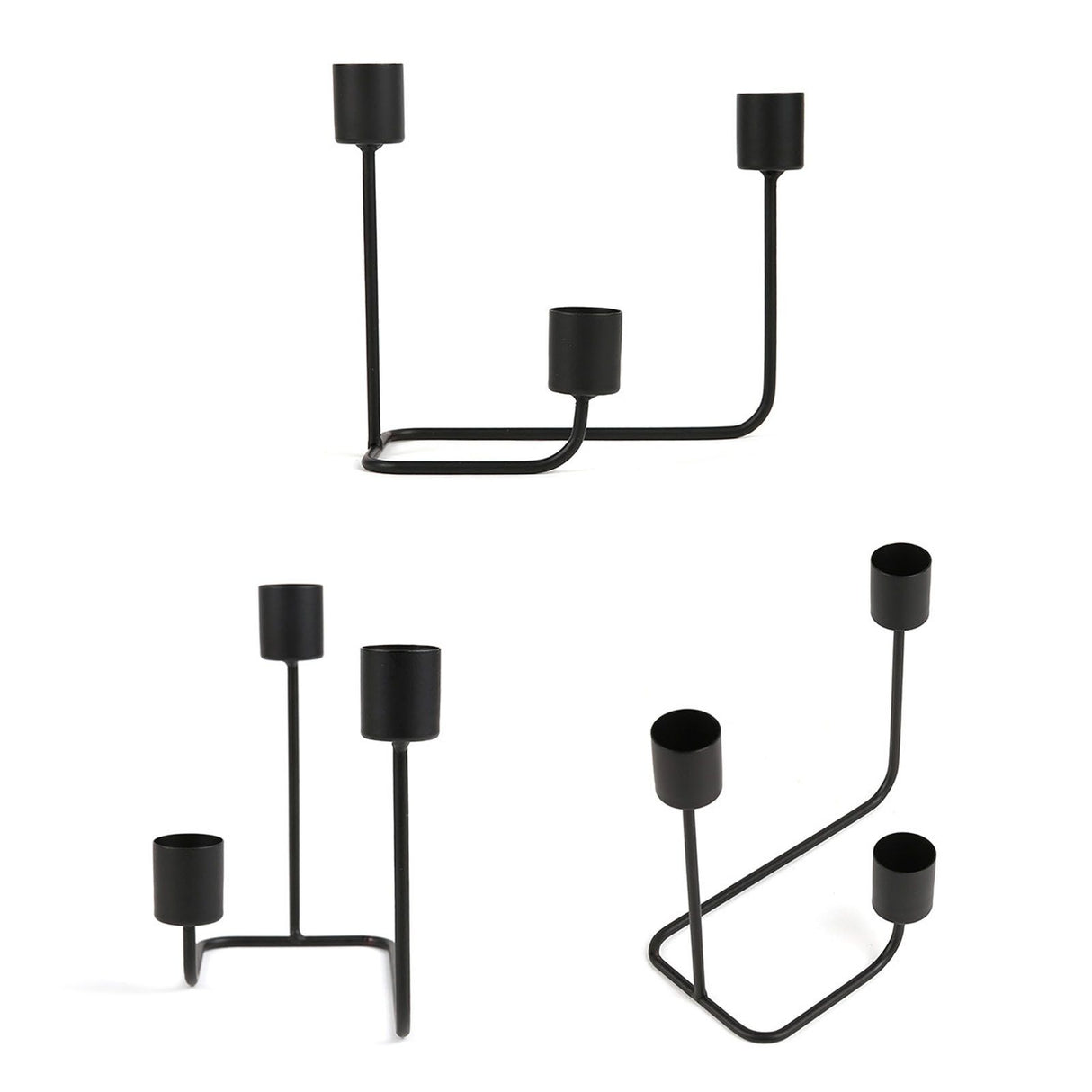 2 Pcs 3 Arm Candle Holder Black Simple Modern Candlestick Holder Decorative Candelabra for Wedding Party
