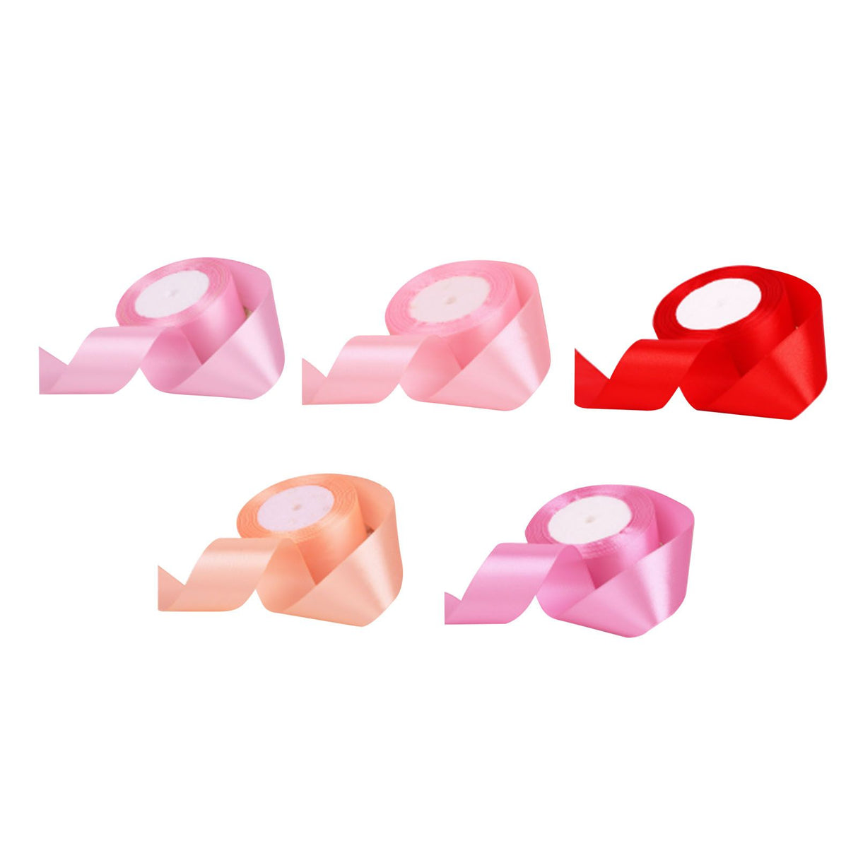 5 Roll Solid Color Ribbon 4cm Double Face Satin Ribbon for DIY Handcraft Gift Packaging 5 Colors