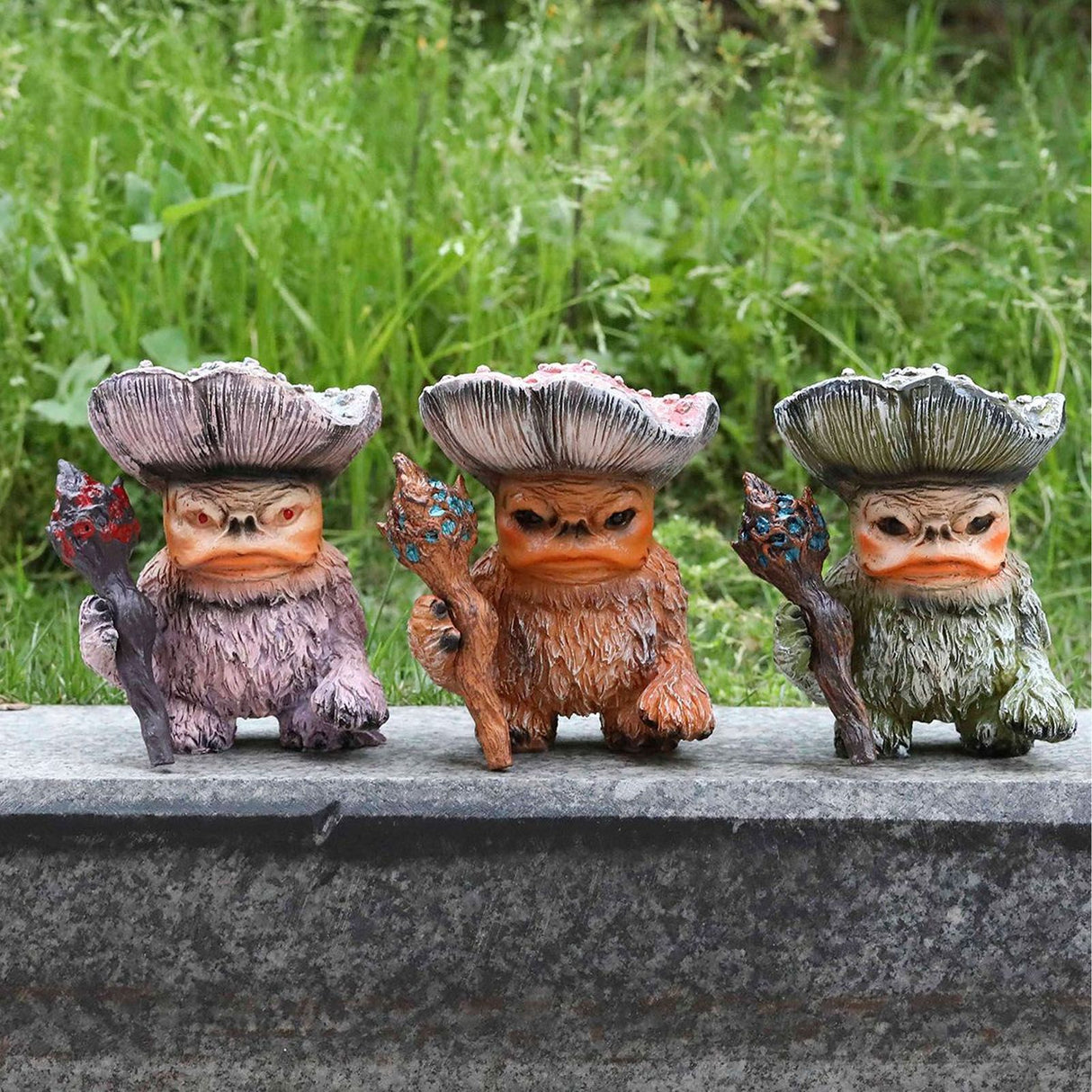 Fairy Mushroom Monster Resin Gothic Style Exquisite Vividly Detailed Outdoor Garden Statue for Lawn Yard Balcony A