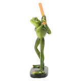 Frog Statue Resin Sports Frog Figurine Decor Sculpture Statue Crafts for Outdoor Garden Patio Lawn Bonsai Porch Play Baseball