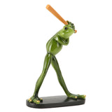 Frog Statue Resin Sports Frog Figurine Decor Sculpture Statue Crafts for Outdoor Garden Patio Lawn Bonsai Porch Play Baseball