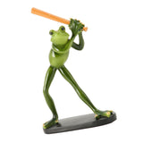 Frog Statue Resin Sports Frog Figurine Decor Sculpture Statue Crafts for Outdoor Garden Patio Lawn Bonsai Porch Play Baseball