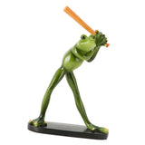 Frog Statue Resin Sports Frog Figurine Decor Sculpture Statue Crafts for Outdoor Garden Patio Lawn Bonsai Porch Play Baseball