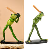 Frog Statue Resin Sports Frog Figurine Decor Sculpture Statue Crafts for Outdoor Garden Patio Lawn Bonsai Porch Play Baseball