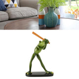 Frog Statue Resin Sports Frog Figurine Decor Sculpture Statue Crafts for Outdoor Garden Patio Lawn Bonsai Porch Play Baseball