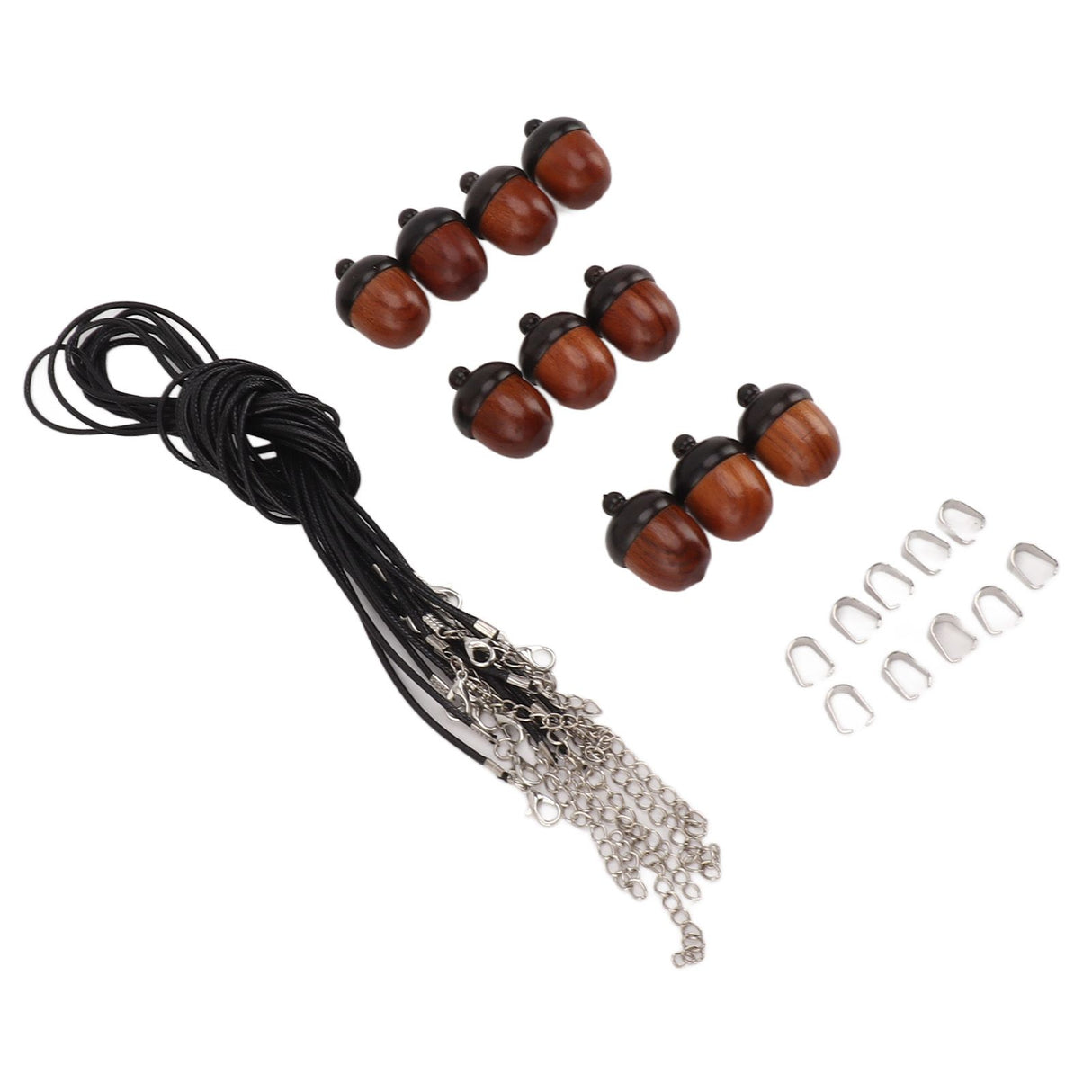 10PCS Wooden Nut Acorn Pendant Necklace Acorn Box Clasp Nylon Cord Kits DIY Pendant Decorations for Women Men Daily Party