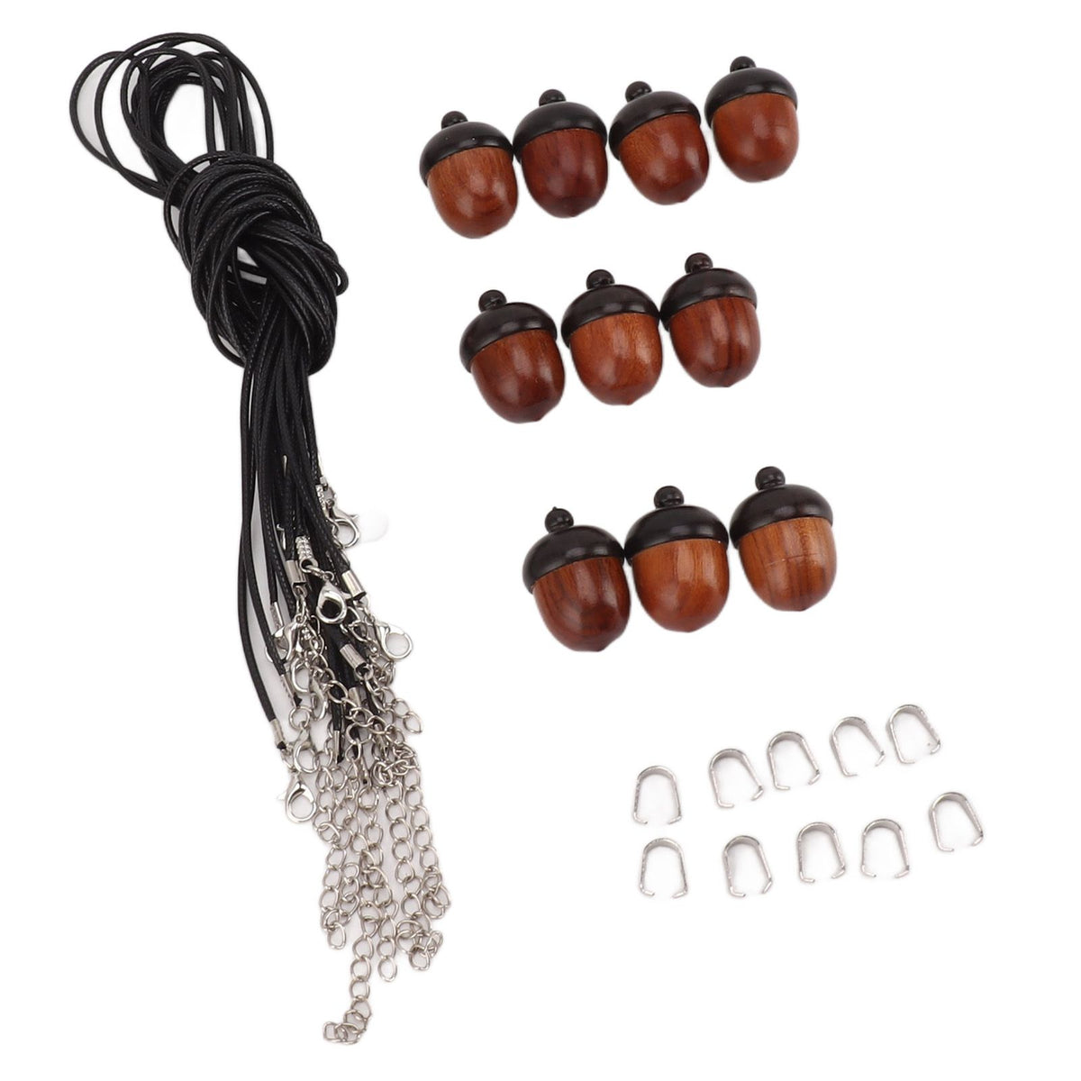 10PCS Wooden Nut Acorn Pendant Necklace Acorn Box Clasp Nylon Cord Kits DIY Pendant Decorations for Women Men Daily Party
