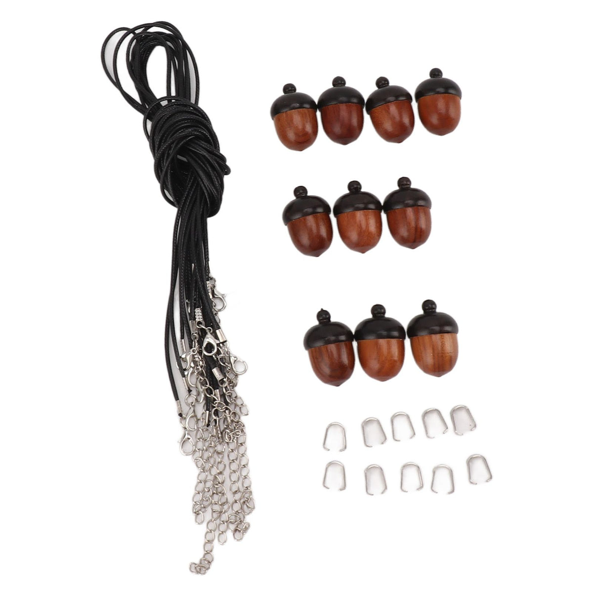 10PCS Wooden Nut Acorn Pendant Necklace Acorn Box Clasp Nylon Cord Kits DIY Pendant Decorations for Women Men Daily Party