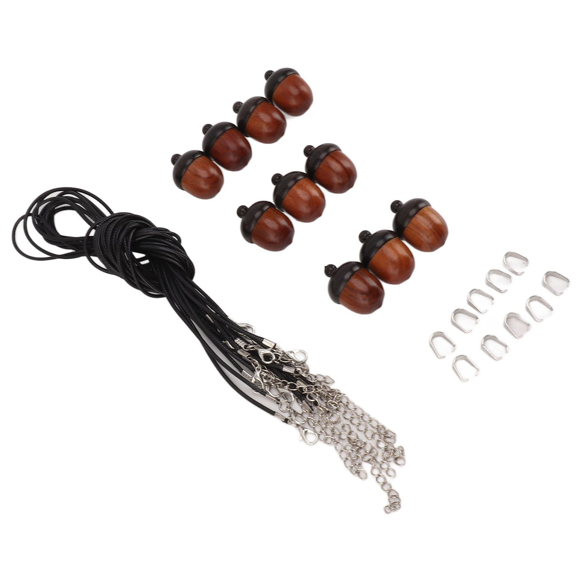 10PCS Wooden Nut Acorn Pendant Necklace Acorn Box Clasp Nylon Cord Kits DIY Pendant Decorations for Women Men Daily Party