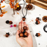 10PCS Wooden Nut Acorn Pendant Necklace Acorn Box Clasp Nylon Cord Kits DIY Pendant Decorations for Women Men Daily Party - Extra Image